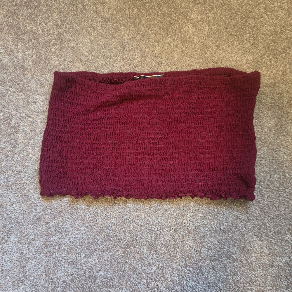 Blue Blush Maroon Smocked Top